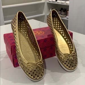Tory Burch Gold Flats